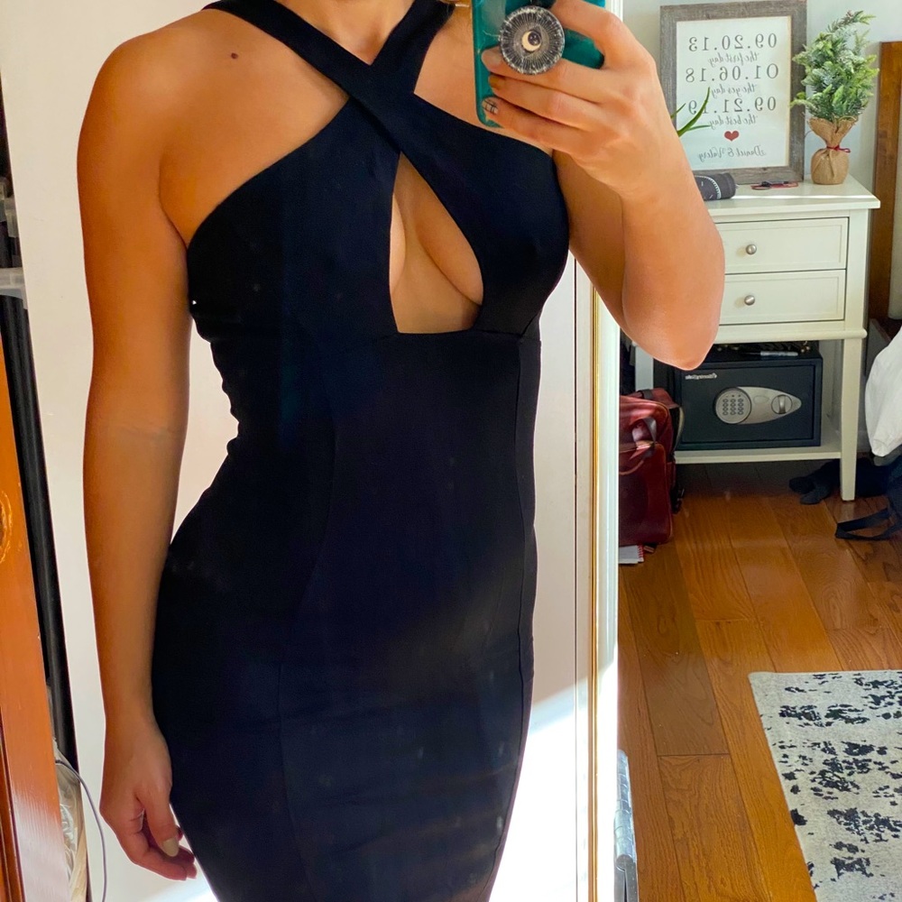 Lulus Sexy Cross Black Dress!